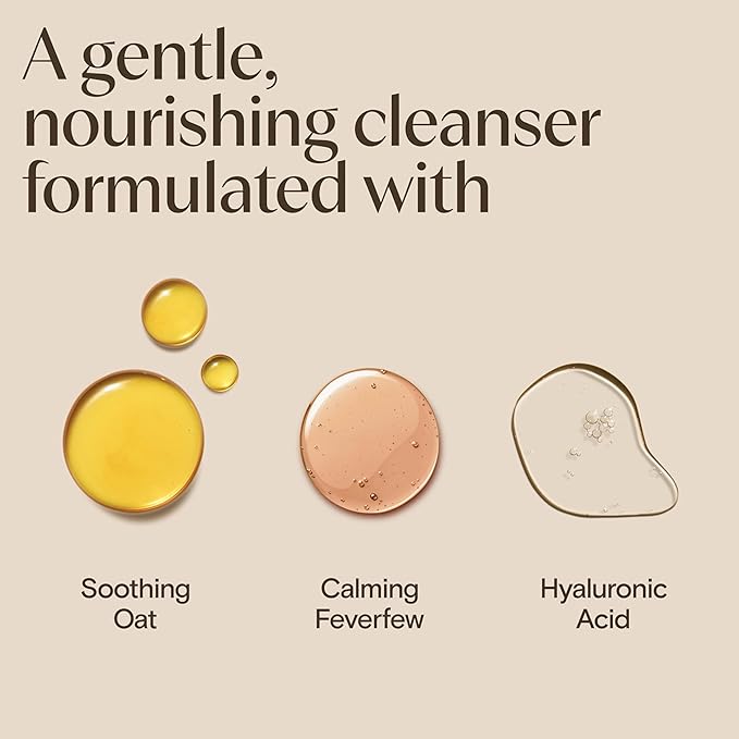 Aveeno Calm + Restore Foaming Cleanser for Sensitive Skin, Daily Face Wash Gently Removes Makeup & Cleanses Skin with Soothing Oat, Feverfew & Hyaluronic Acid, Fragrance-Free, 7.8 fl. oz