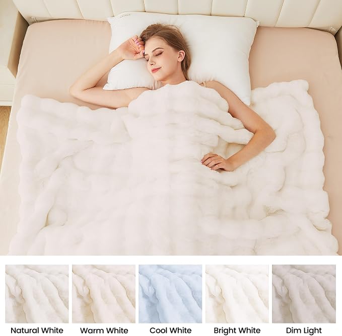 ORINOVA Light Beige Twin Fuzzy Faux Fur Throw Blanket for Couch Bedroom Living Room Furry Soft Fluffy Bed 60x80 Thick Warm Blanket for Winter Home Gifts 860 GSM