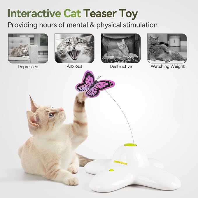 ALL FOR PAWS 6-Pack Butterfly Refills for Interactive Cat Toy, Replacement Butterflies for Automatic Cat Spinner Toy, Durable Self-Play Butterfly Flutter Accessories for Indoor Cats & Kittens