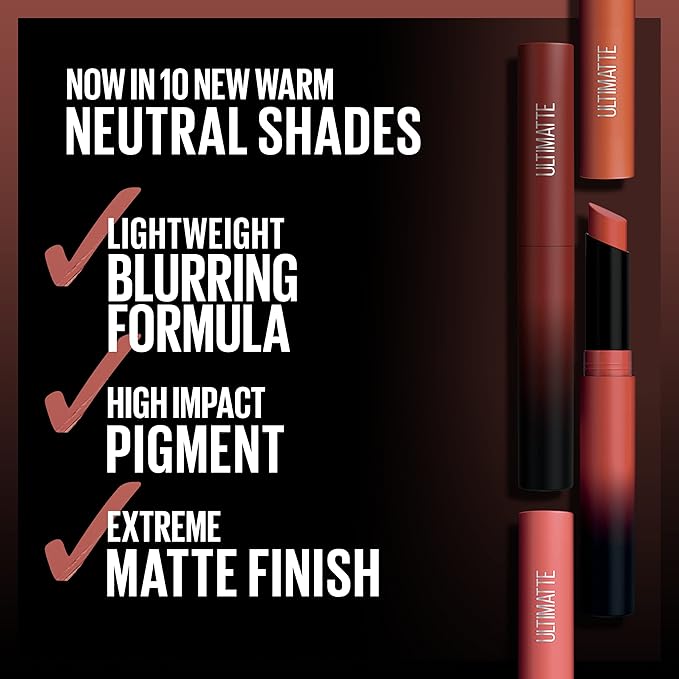 Maybelline Color Sensational Ultimatte Matte Lipstick, Non-Drying, Intense Color Pigment, More Caramel, Caramel Nude, 1 Count