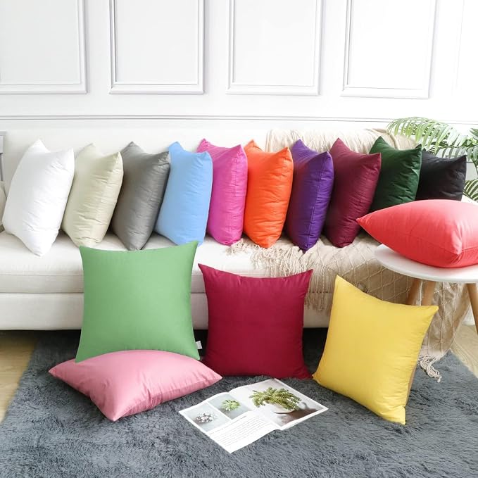 Thmyo 4-Pack 100% Cotton Comfortable Solid Decorative Throw Pillow Case, Square Cushion Cover Pillowcase Sublimation Blank Pillow Covers DIY Throw Pillowcase(16x16 inch/ 40x40cm,Sage Green)