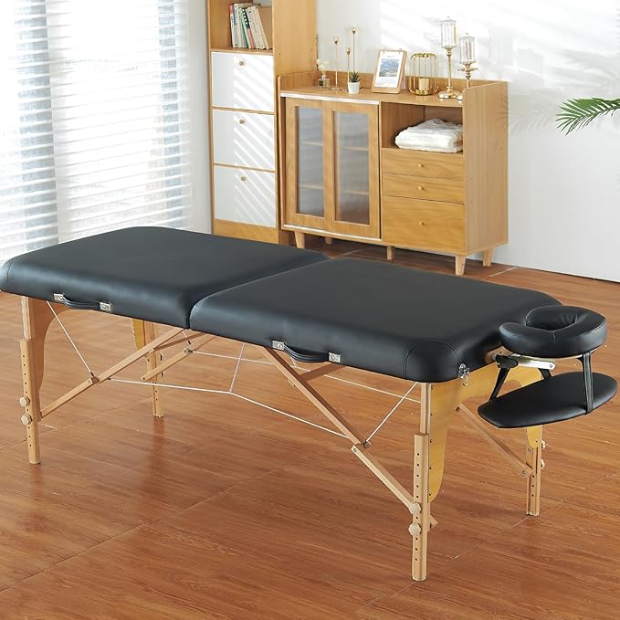 VEVOR Professional Wide Massage Table 30" W, Heavy Duty Folding Massage Table, 750LBS, 8-Level Height Adjustable Facial Salon Tattoo Bed, Portable Spa Table with Headrest, Hand Pallet & Carrying Bag