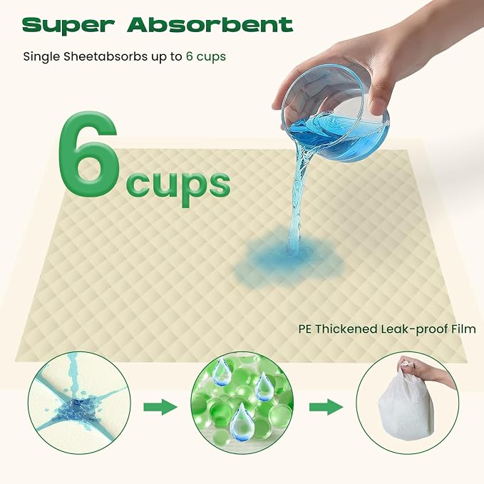Bamboo Small Puppy Pads Pee Pads for Dogs 22"x22" 30 Count | Training Pads Deodorizing Leakproof Quick Drying Dog Pee Pads Super Absorbent Disposable Puppies