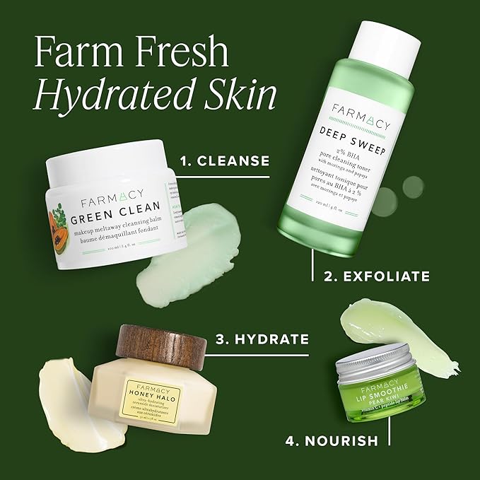 Farmacy Makeup Remover Cleansing Balm - Green Clean Waterproof Makeup Remover + Oil Based Cleanser - Gentle Exfoliating Double Cleanser - Melts From Balm to Milky Lather (200ml)