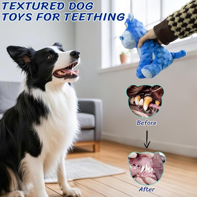 Squeaky Stuffed Dog Toys, Chew Hippo for Large Medium Small Breeds