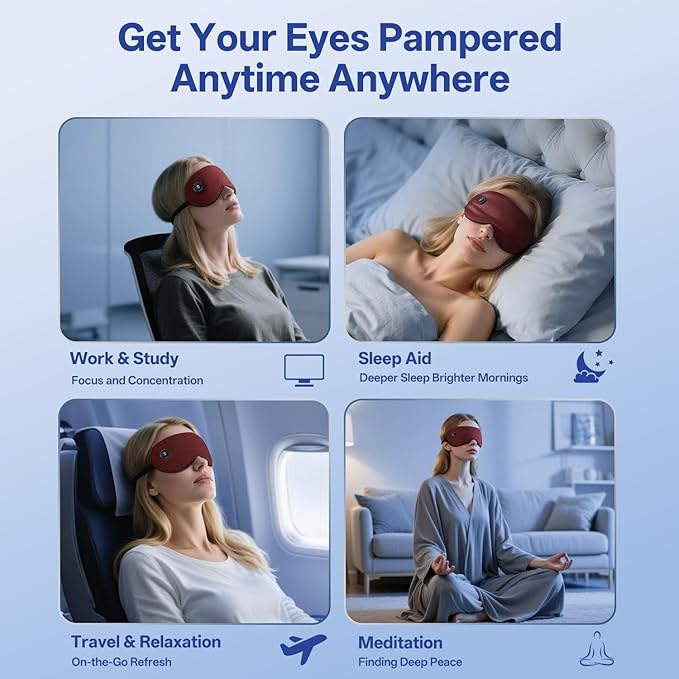 Cordless Heated Eye Mask for Dry Eyes, Electric Warm Compress for Fast Eye Relief, Rechargeable USB Heat Therapy Mask for Sleep, Blepharitis & Stye Treatment