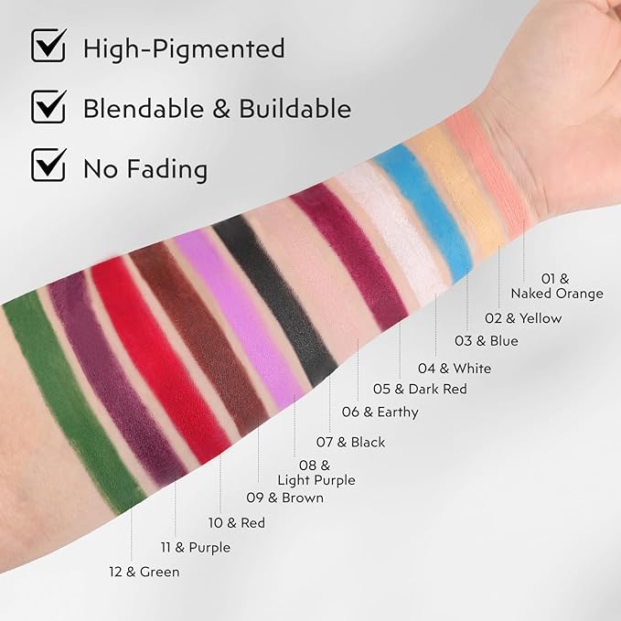 Cherry Red Face & Body Paint Stick, Matte Lipstick & Eye Black Stick, Long Lasting Waterproof Face Makeup for Halloween Zombie Clown Vampire Joker Devil Cosplay