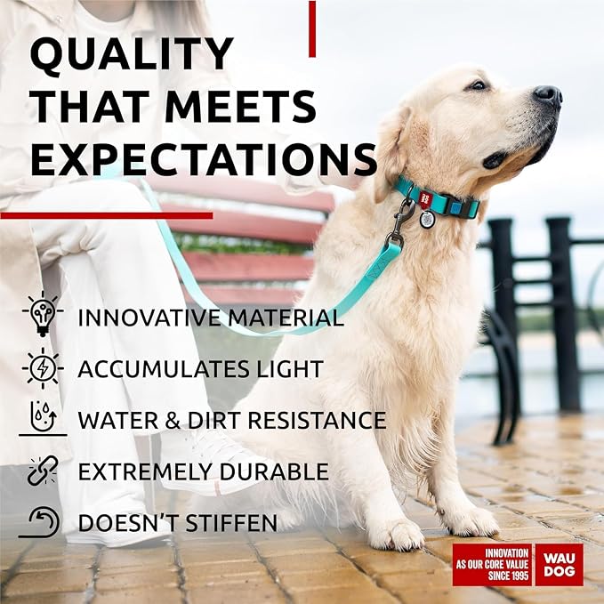WAUDOG Waterproof Dog Collar Airtag Holder QR Tag Small Medium Large Dogs | Water and Dirt Resistant, Quick Dry QR Pet Tag Adjustable Durable Comfort for Male and Female Dogs Outdoor Walking Training