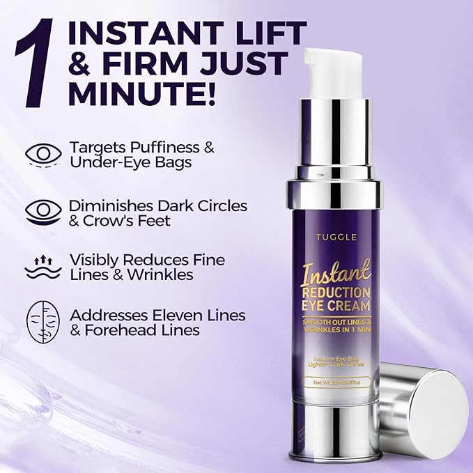 Tuggle Instant Eye & Face Tightening Serum, Instant Face Lift Cream Rapid Improve Under Eye Bags and Puffiness, Tightener Wrinkles & Fine Lines Fast, for Women & Men in Minutes, 0.67 oz