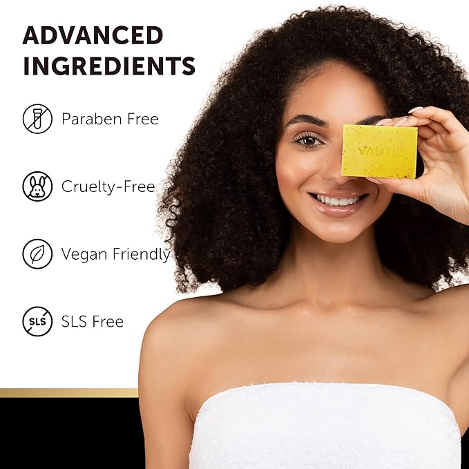 VALITIC Lemon Turmeric Soap for Dark Spots - Kojic Acid Soap for Face and Body - Exfoliating Bar for Brightening, Skin Tone Corrector with Retinol, Vitamin C, Collagen and Hyaluronic Acid - 2 Pack