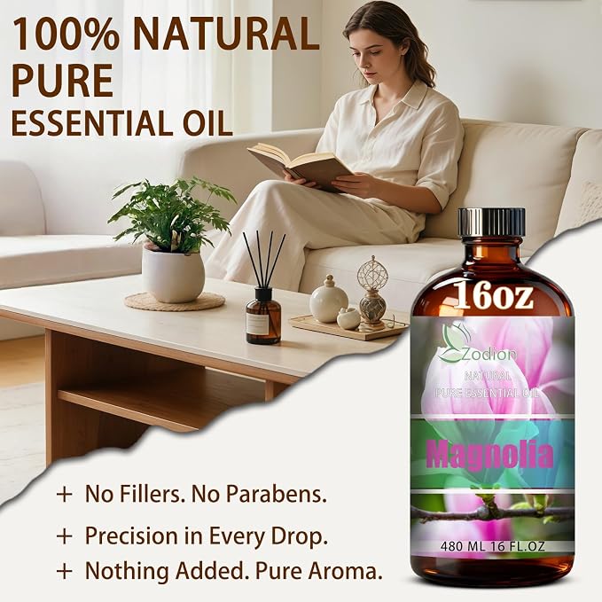 Magnolia Essential Oil - Magnolia Oil for Diffuser, 16 Fl Oz(480ML) | Candle Making, Soap Making, aroma, Strong Scent, Pure, Natural, Home Fragrance, Massage, Large Bottle