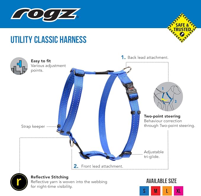 Reflective Adjustable Dog H Harness for Small to Medium Dogs; matching collar and leash available, Orange