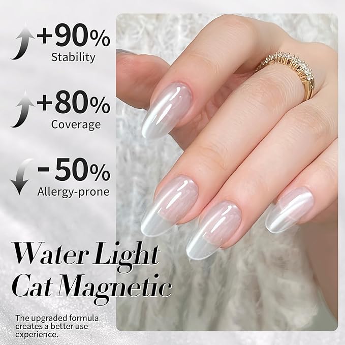 BORN PRETTY Silver Cat Magnetic Eye Gel Nail Polish Crystal Glass Cat Magnetic Shimmer Gel Polish Glass Magnetic Gel Gift 15ML