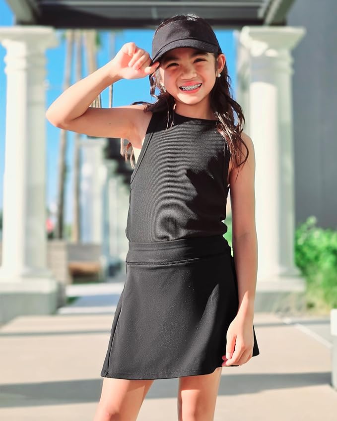 Stelle Girls Tennis Skirts with Pockets Athletic Skorts Inner Shorts High Waisted Sports Golf Running Skirt