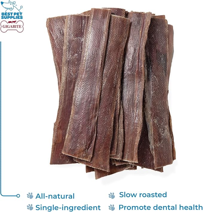 GigaBite Beef Esophagus Dog Treats Strips - 8.5 - 10 Inch , 18 Pack | All Natural, Single-Ingredient Beef Gullet Chews, High Protein, Rawhide Free, Supports Dental Health