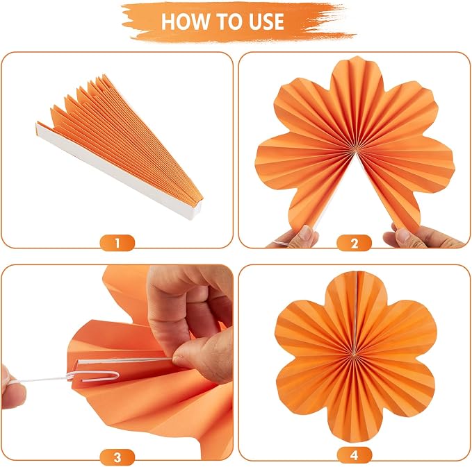 SUNBEAUTY 9 Pcs Hot Pink and Orange Paper Flowers Decorations for Wall, Spring Summer Vibrant Decorations for Wall Rock Party Girl Groovy Birthday Baby Shower Wedding Bachelorette Room Hanging Decor