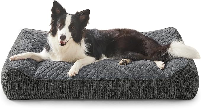 JOEJOY XL Orthopedic Dog Beds Large Sized Dog, Extra Thick Supportive Big Dogs Couch Bed with Sides, Ultra Soft Pet Bed Sofa for Large Dogs, Grey, 38''x28''