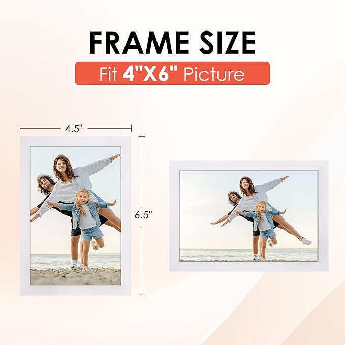 4x6 Picture Frame Set of 6, White Photo Frames Bulk with HD Plexiglass for Wall Hanging or Tabletop Display, Multi Picture Frames Collage for Wall Decor