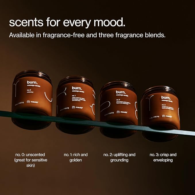 Maude Burn, Green Room (No. 3) - Hydrating + Skin-Softening Soybean + Jojoba Oil Massage Candle - Soothing Massage Oil Candle with Notes of Eucalyptus + Sandalwood - Relaxing Self Care Gifts (4 oz)