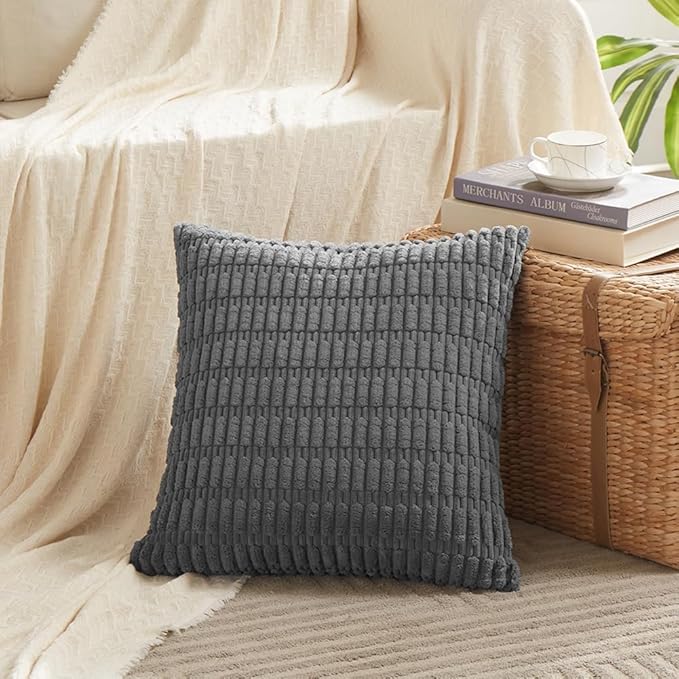 Fancy Homi 4 Packs Decorative Throw Pillow Covers for Living Room Couch Bed, Modern Farmhouse Boho Home Décor Accent Cushion Case, 26" x 26", Dark Gray