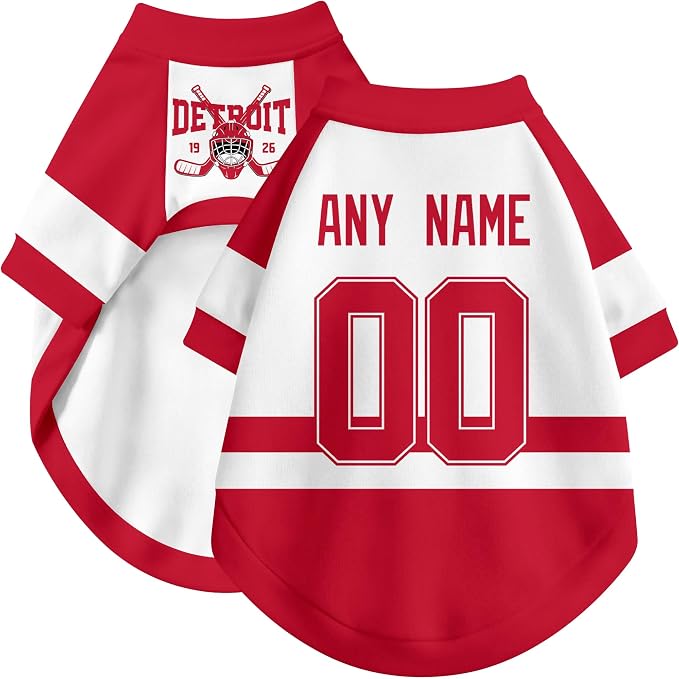 Detroit Dog Clothes Personalized Pet T Shirt for Dogs Gift | Custom Name Number Jersey Style Pet Shirt for Dog