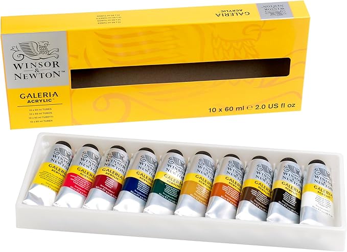 Winsor & Newton Galeria Acrylic Paint, 10 x 60ml (2--oz) Tube Paint Set