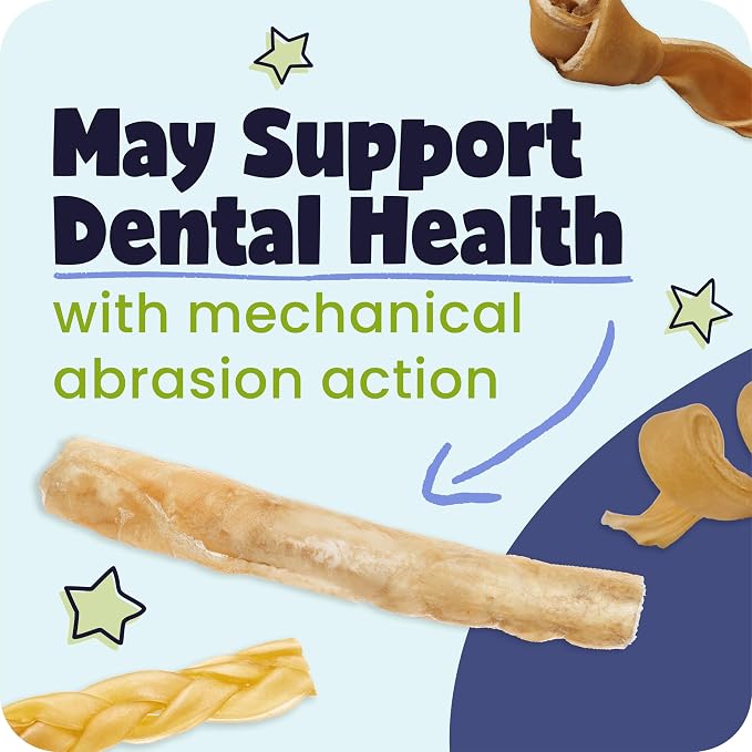 Pawstruck Natural Large 12" Beef Collagen Sticks for Dogs – Long-Lasting Rawhide Alternative, High Protein Treats with Chondroitin & Glucosamine – 10 Pack