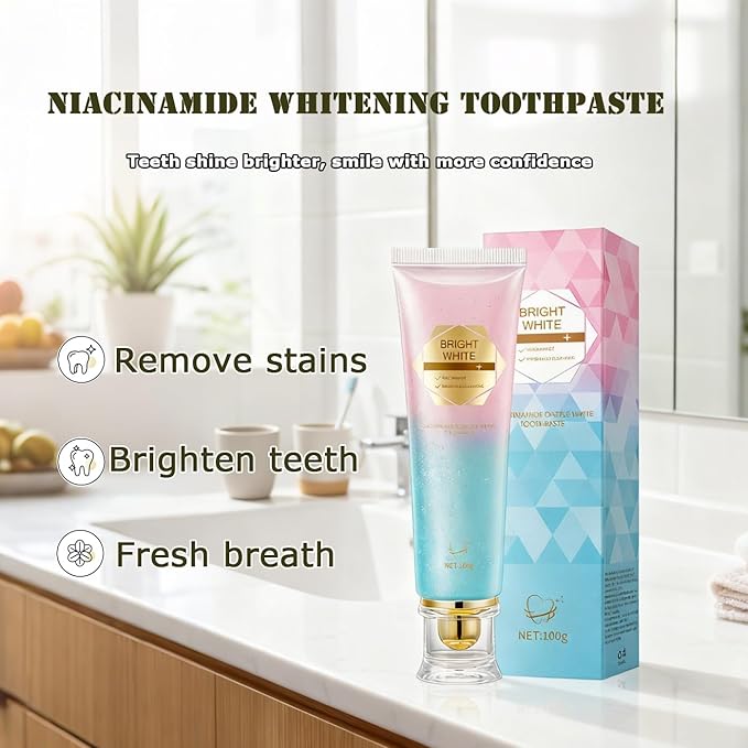 Niacinamide Whitening Toothpaste (2PCS), Fluoride-Free Formula, Effectively Removes Stains & Deep Cleans for Brighter Teeth and Fresher Breath
