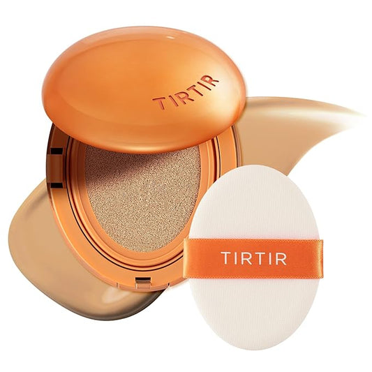 TIRTIR Mask Fit Ai Filter Cushion Foundation | AI-Like Semi-Matte Finish - Up to 72-Hour Medium to Full Coverage Korean BB Cushion Make up Beauty, #27N Camel, 0.63 Fl Oz
