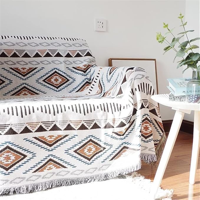 Lqprom Aztec Southwestern Throw Blanket,Native American Cover 51"x71" | Southwest Boho Style,Sofa Chair Cover,Outdoor Beach Car Tent Travel Camping Use,Reversible and lightweight,Tapestry,Tassels