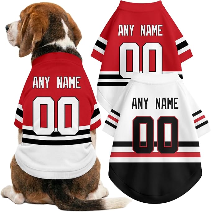 Chicago Dog Clothes Personalized Pet T Shirt for Dogs Gift | Custom Name Number Jersey Style Pet Shirt for Dog