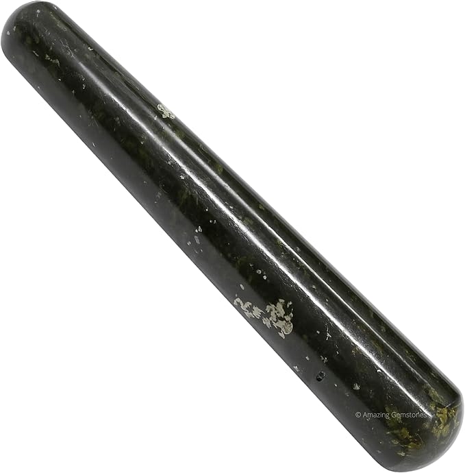 Amazing Gemstone Nuummite Crystal Wand Massage Stick - Pelvic Wand Gua Sha for Adults - Crystals and Healing Stones Massage Wands for Adults Gifts (Smooth)