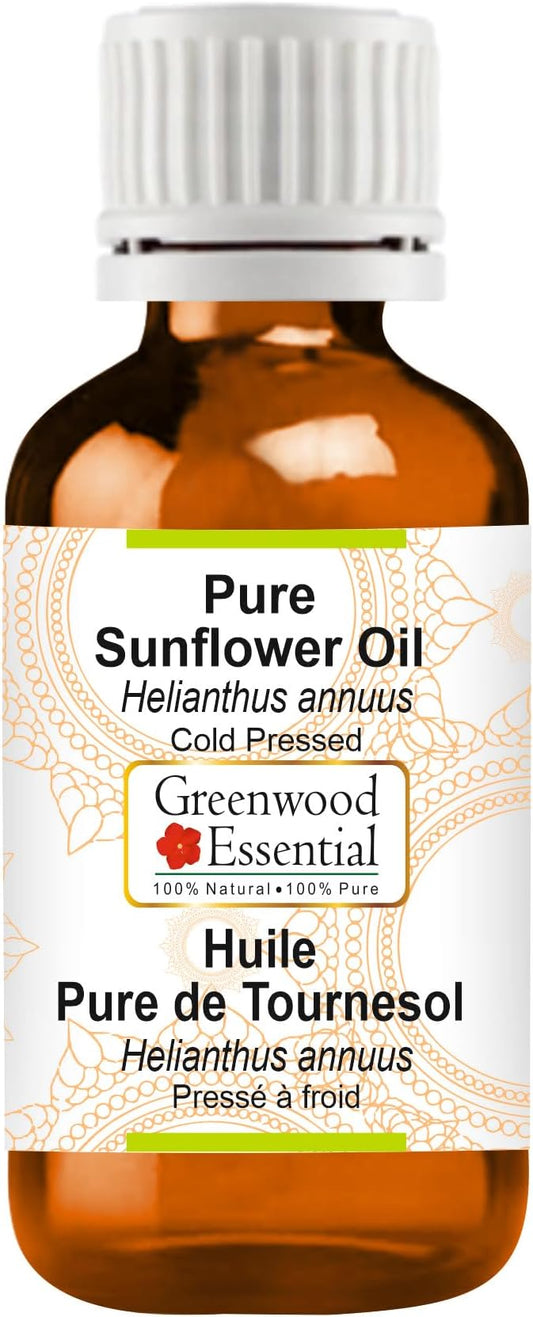 Greenwood Essential Pure Sunflower Oil (Helianthus annuus) 100% Natural Therapeutic Grade Cold Pressed for Personal Care 15ml (0.50 oz)