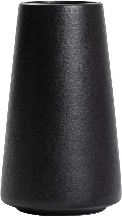 Simple Boho Ceramic Flower Vase for Home Decor (Matte Black,Small) | 6'' Modern Vase for Flower Plant Pampas Grass, Fit for Table Shelf Centerpieces, Living Room Kitchen Bedroom Wedding Gift