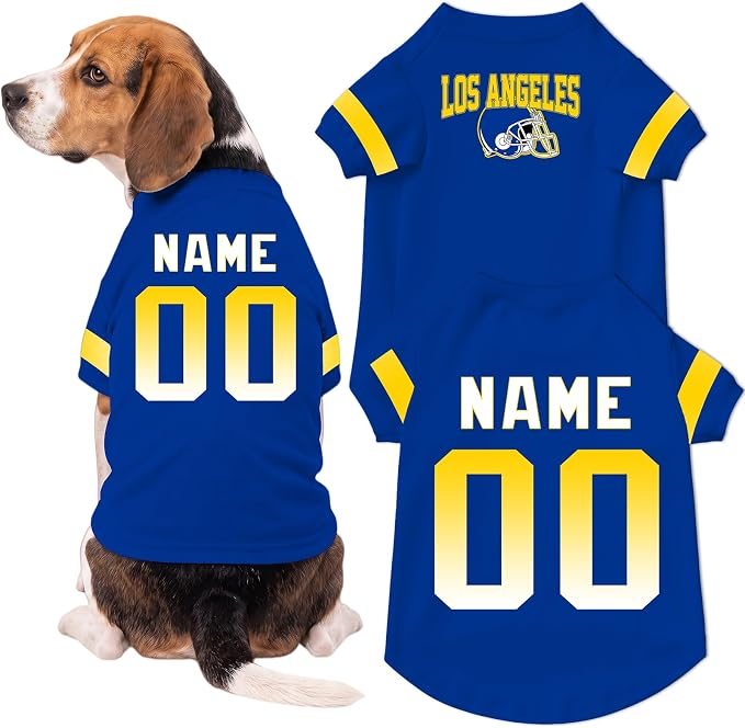 Los Angeles Dog Clothes Personalized Pet Jersey T-Shirt Custom Name Number