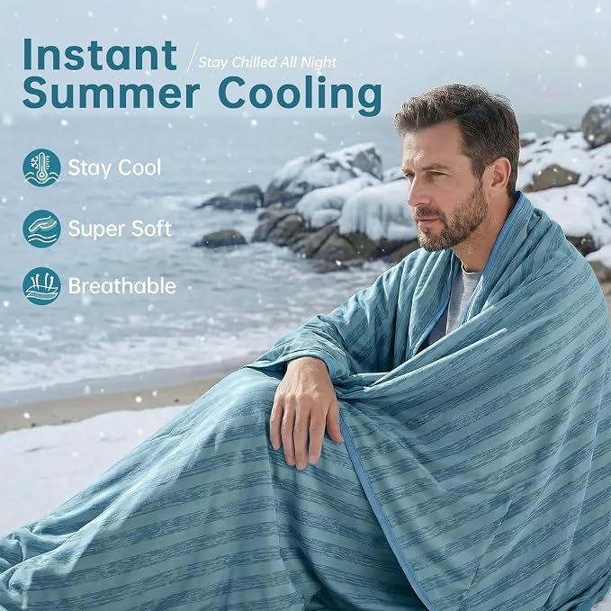 Guohaoi Cooling Blanket for Hot Sleepers and Night Sweats 60"x90" Full Size | Arc-Chill Q-Max >0.5 Cool Fiber,100% Oeko-Tex Certified Lightweight Summer Blanket for Travel/Outdoor Ultra Cold Breathable