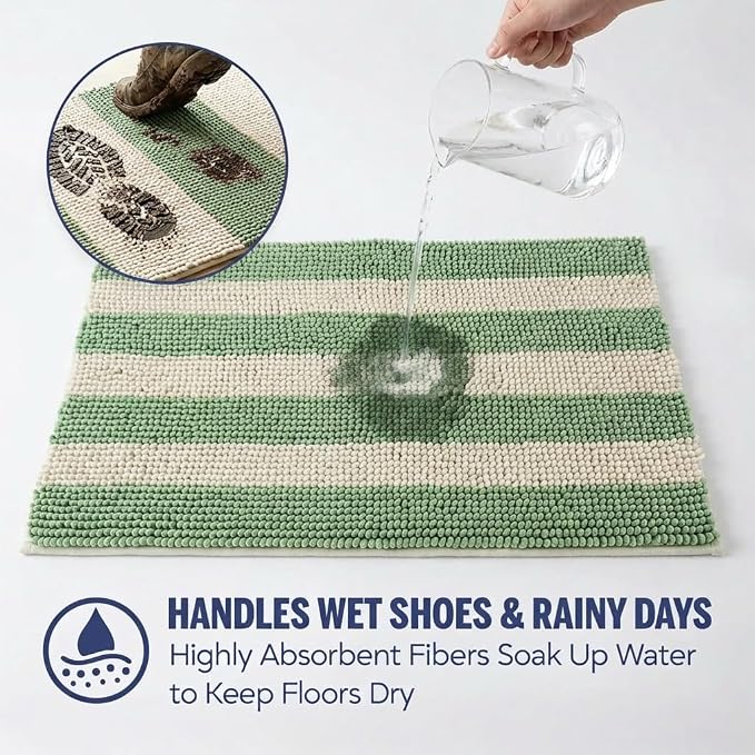 Muddy Mat® Super Absorbent Loop-Thread Chenille Dog Door Mat for Muddy Paws – Non-Slip, Machine Washable Indoor Entry Rug, Quick-Dry Pet Mat for Entryway – Fresh Meadow 19"x30"
