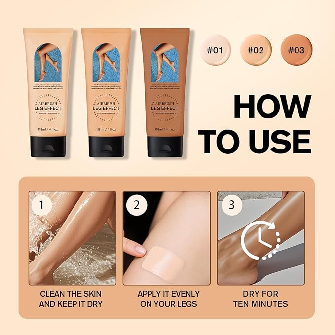 Leg Makeup Waterproof No Transfer,Flawless Looking Leg and Body Scar Cover up Makeup,Waterproof Long Last Easy Application for All Skin Tones. (1# Fairest Glow)