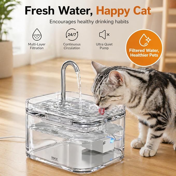PETTEN Cat Water Fountain Filters,12 Pet Fountain Filter：6 Carbon Filters & 6 Sponges Filters Set for 80oz/2.4L Ultra-Quiet Pet Water Fountain for Cats/Small Dog
