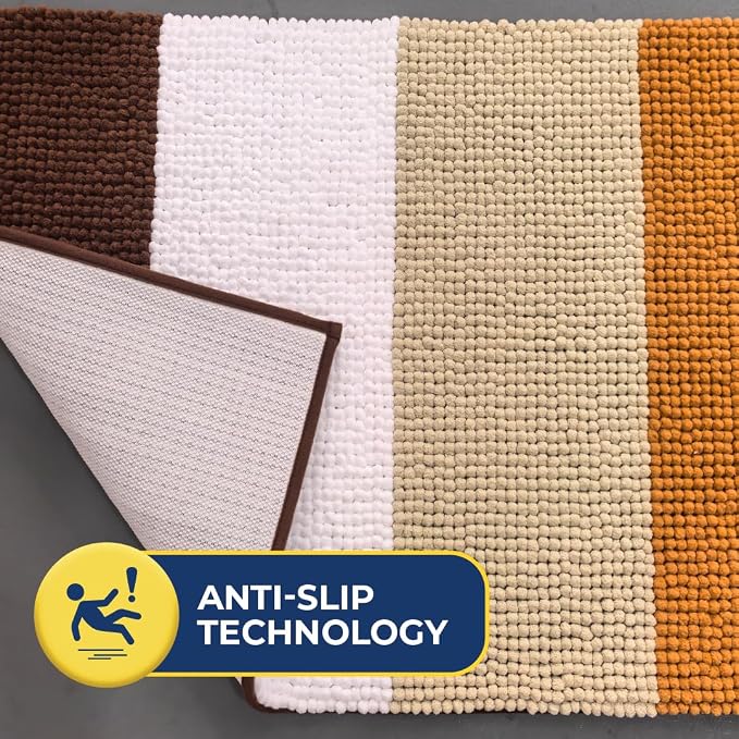 Muddy Mat® Super Absorbent Chenille Dog Door Mat for Muddy Paws – Non-Slip, Machine Washable Indoor Entry Rug, Quick-Dry Pet Mat for Entryway – Earthy Stripes 19"x30"