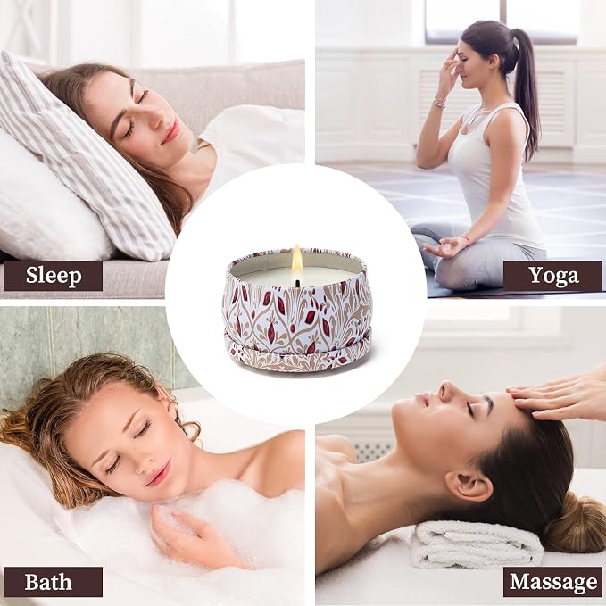 Aromatherapy Candles for Home Scented 2 Pack 2.5 oz Natural Floral Cherry and Vanilla Candles Set, Stress Relief Candles Gifts for Women, Portable Mini Candles Gift for Christmas, Birthday
