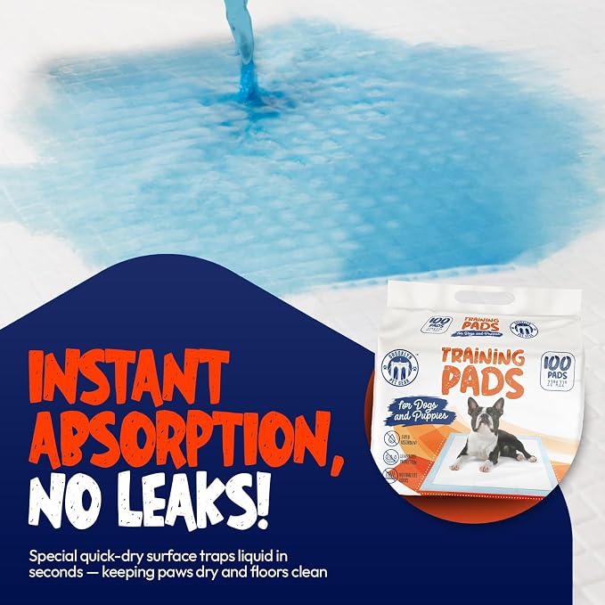 BPG Ultra Absorbent Pet & Puppy Pads – 100 Count 22"x22" Pee Pads for Dogs, Disposable Leak Proof Dog Training Pads, Quick Drying Underpads, Puppy Essentials for House Training - Brooklyn Pet Gear