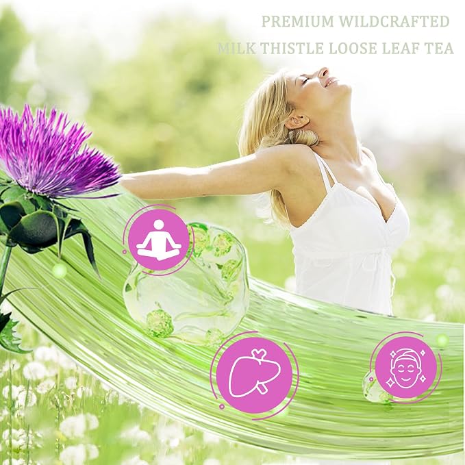 Wildcrafted Milk Thistle Tea Loose Leaf 4 oz (113 g) | 100% Natural Cardo Mariano Dried Herb, Caffeine-Free Liver Tea, Vegan, Non-GMO, Handpicked, Non-GMO
