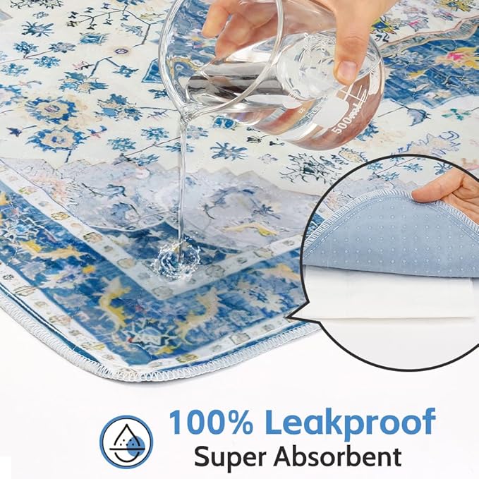 Washable Pee Pads for Dogs, 2 Pack Reusable Puppy Training Pads 72"x72" Super Absorbent Waterproof Dog Training Pads, Non-Slip Potty Pads, Whelping Pads Litter Mat Blue Medallion