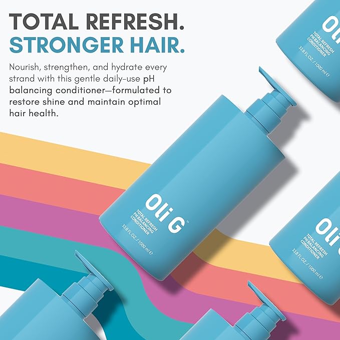 Oli G Total Refresh pH Balancing Hair Conditioner – Lightweight Daily Conditioner for All Hair Types – With Marula Oil, Shea Butter, Botanical Proteins – Detangles, Softens & Smooths – 38.8 fl oz