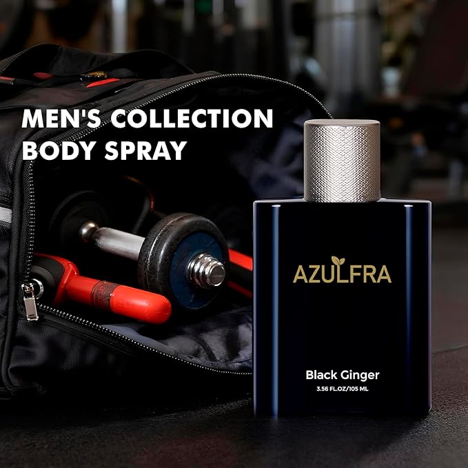 Azulfra Body Spray for Men, Mens Body Refreshing Spray, Notes of Lemon Ginger and Sandalwood, 3.56 Fl.Oz