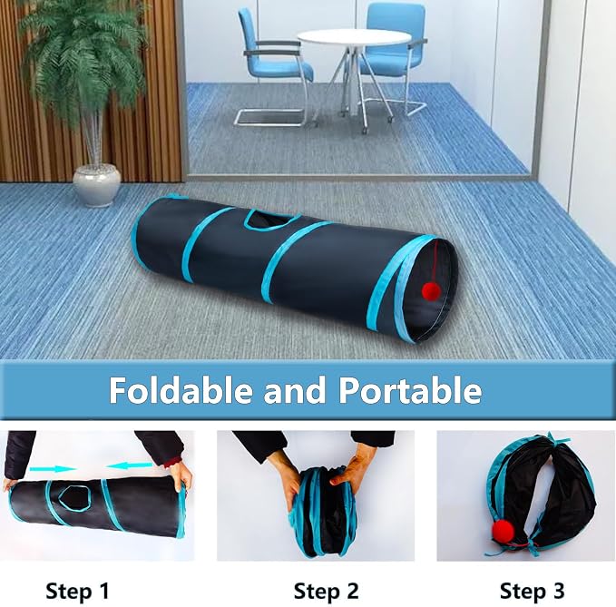 Cat Tunnel Tube Toys，Tunnels for Indoor Cats, 2 Way Foldable
