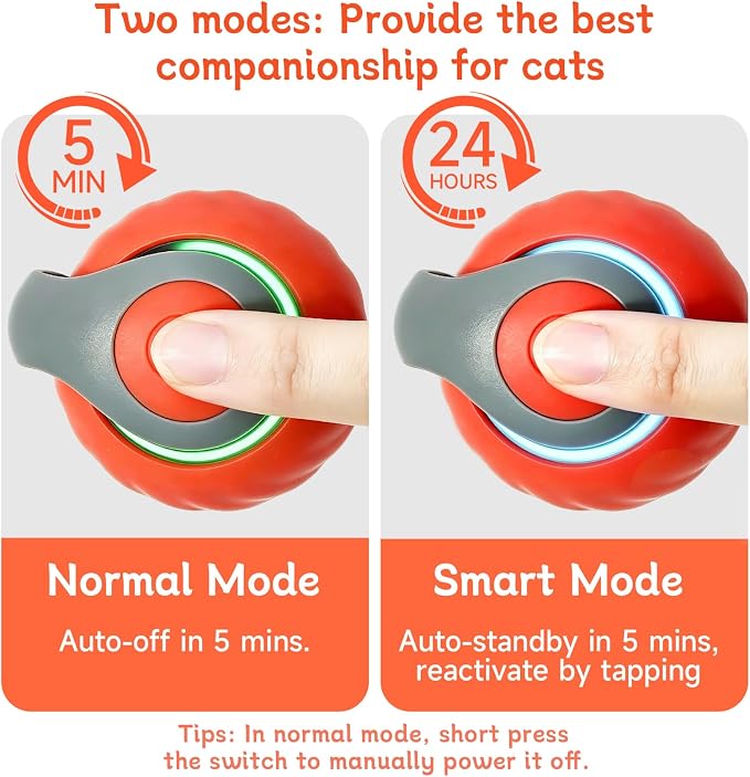 Interactive Cat Toy Ball - Automatic Moving Cat Ball for Indoor Cats with 3 Tails, Rechargeable Silent Kitten Toy for Boredom & Exercise, Rolling Ball Toy with 2 Modes & 2 Speeds.