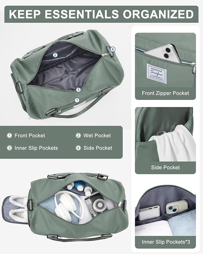 Gym Bag Womens Mens with Shoes Compartment and Wet Pocket Travel Duffel Bag for Women for Plane Sport Gym Tote Bags Swimming Yoga Waterproof Weekend Overnight Carry on Bag Hospital Holdalls