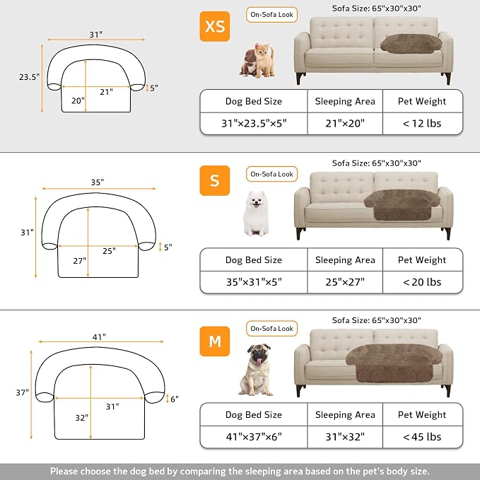 Calming Dog Bed Fluffy Plush Dog Mat for Furniture Protector with Removable Washable Cover for Large Medium Small Dogs and Cats (XS(31“x23.5”x5), Camel)